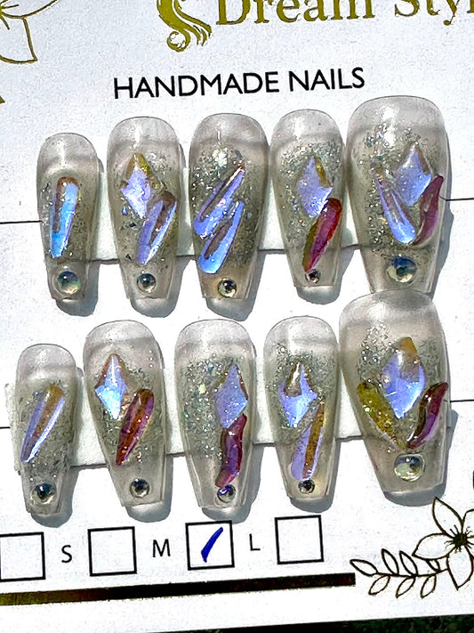 Gray Black Stone Hand Made Nail