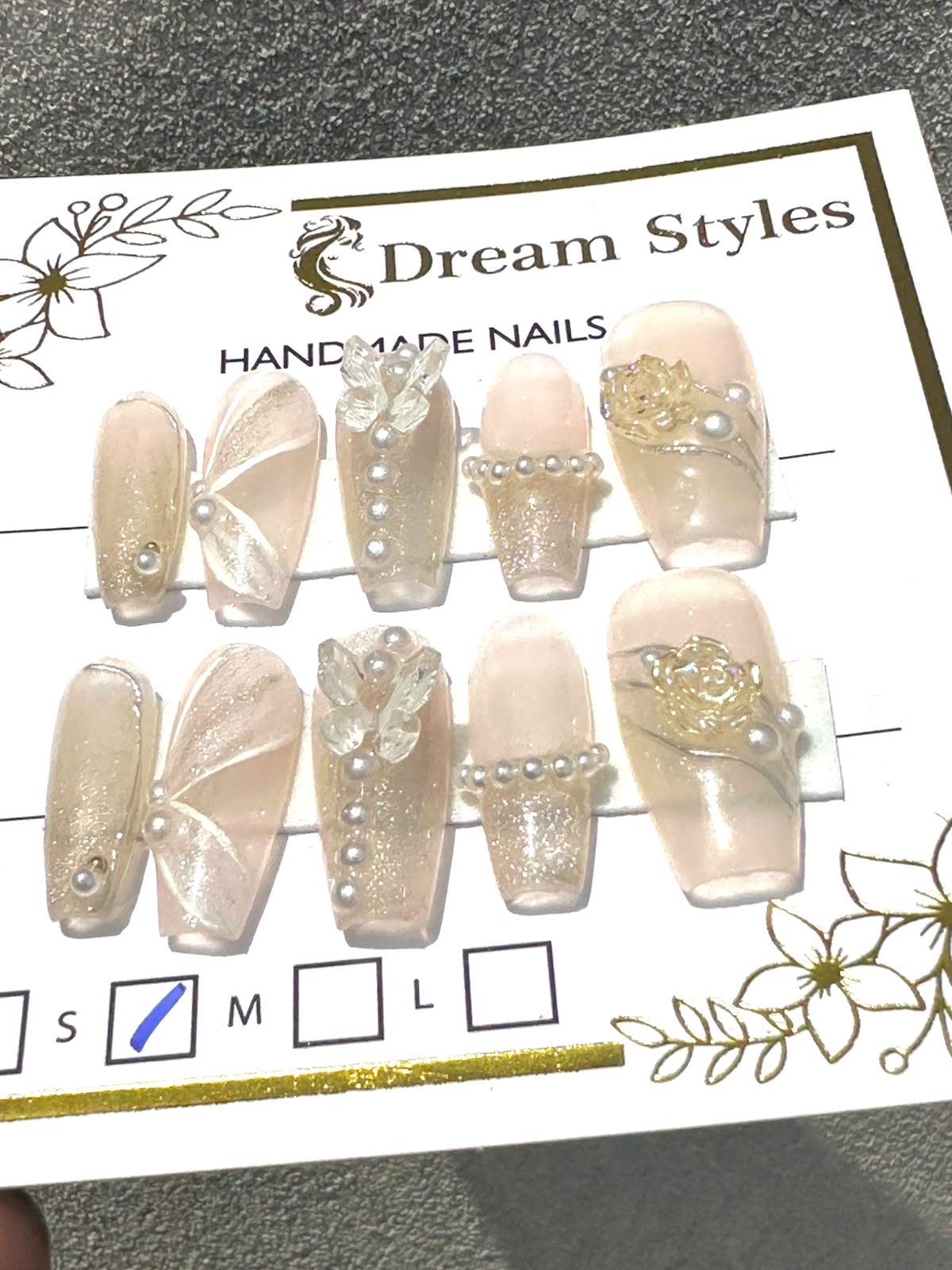 Hand Made Butterfly Stone Art Nail