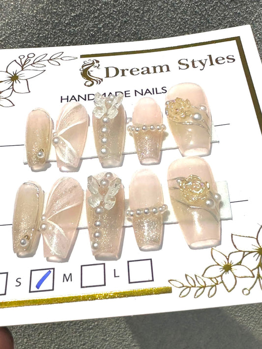 Hand Made Butterfly Stone Art Nail