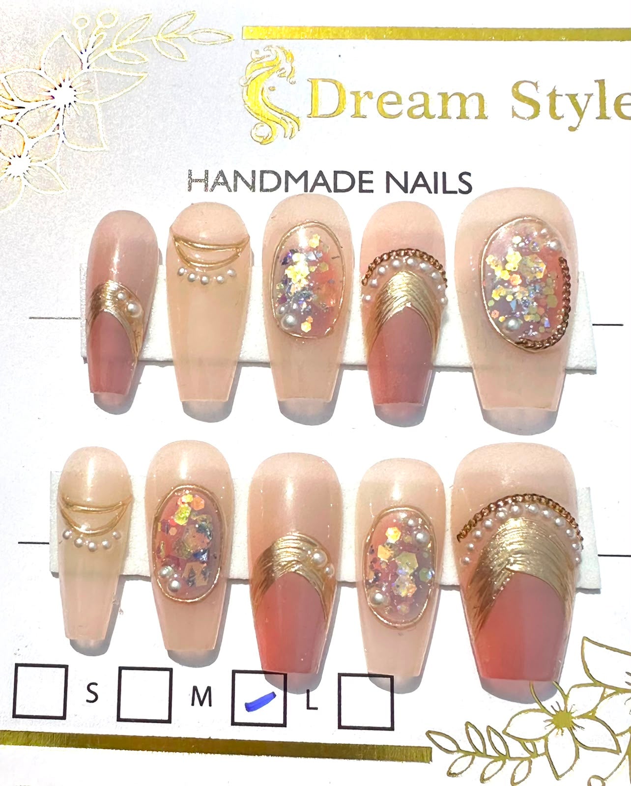 Hand Made Pink Gold Nails