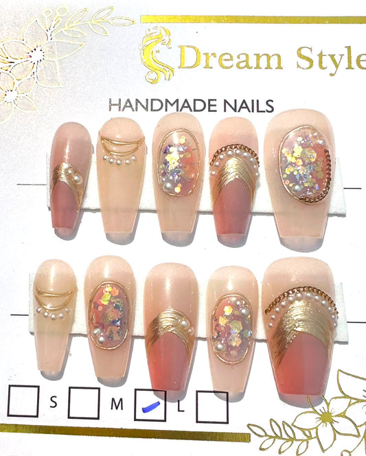 Hand Made Pink Gold Nails