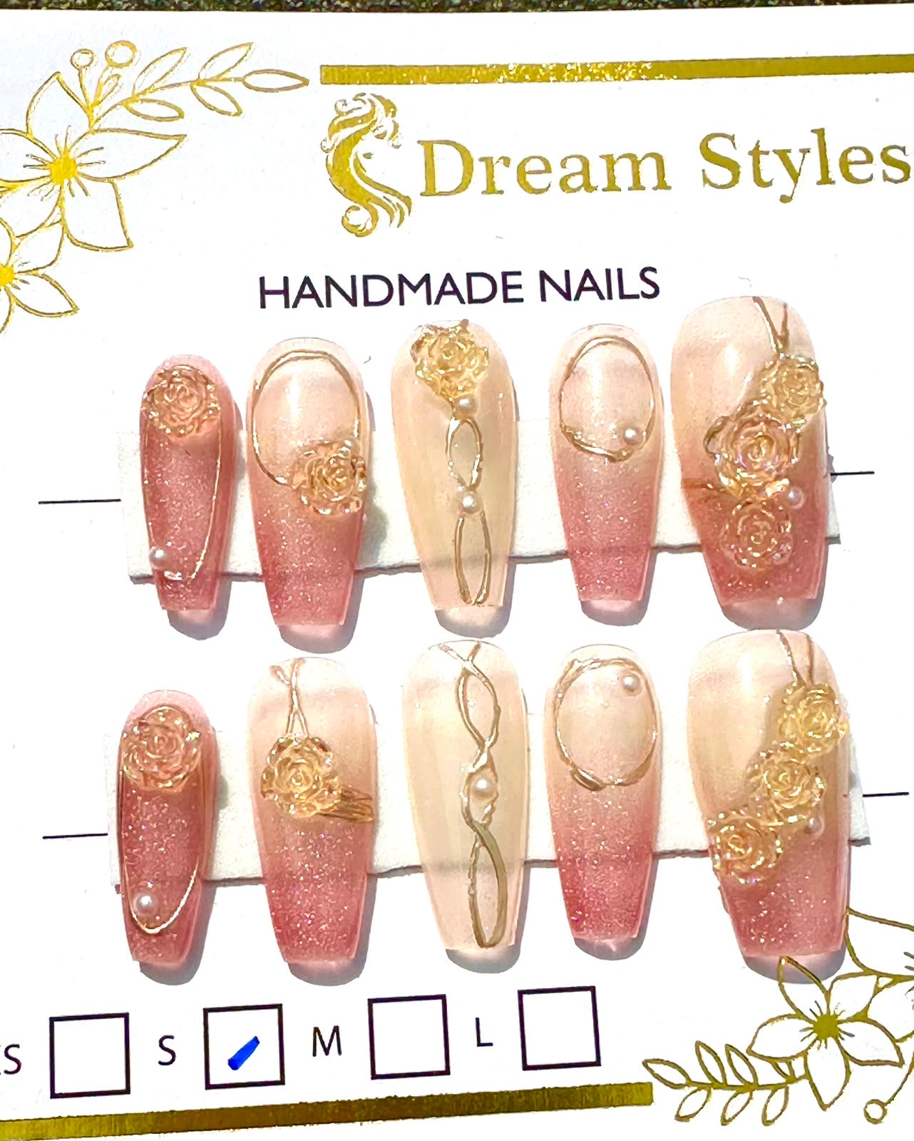 Hand Made Pink Ombre Flower nail