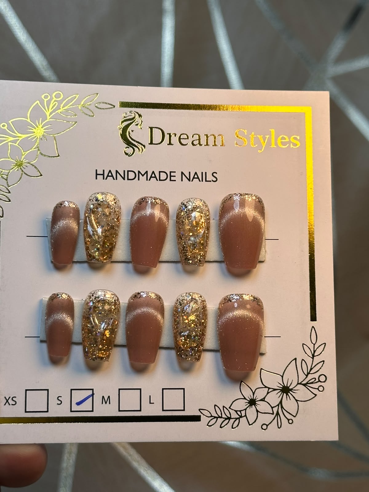 Light Marble Cat Eye Hand Made Nails
