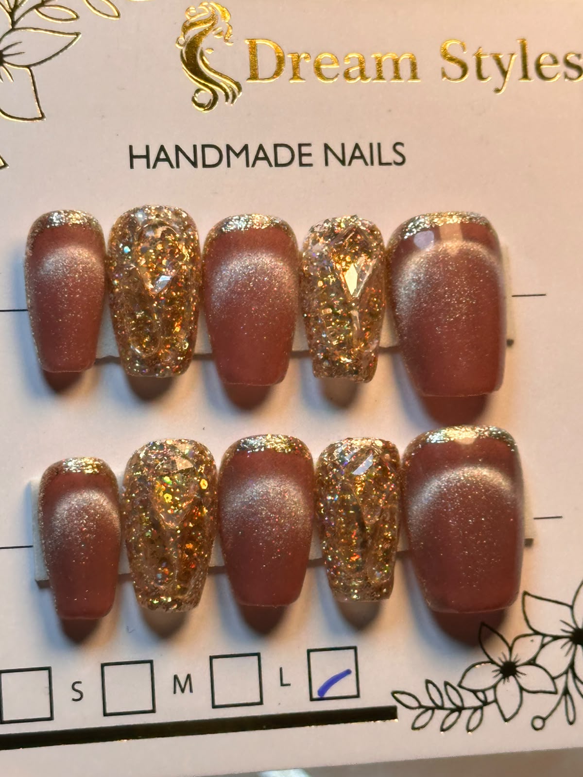 Dark Marble Brown Cat Eye Nails