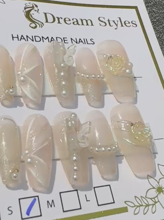 Hand Made Butterfly Stone Art Nail
