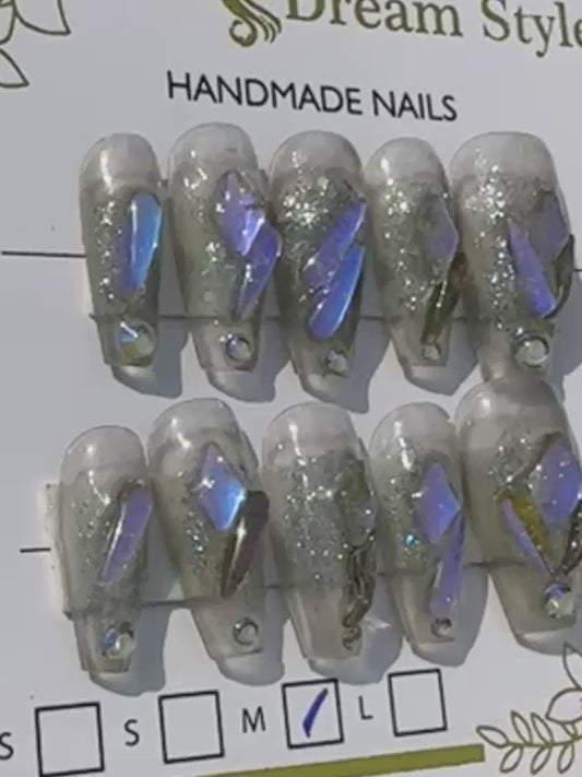 Gray Black Stone Hand Made Nail