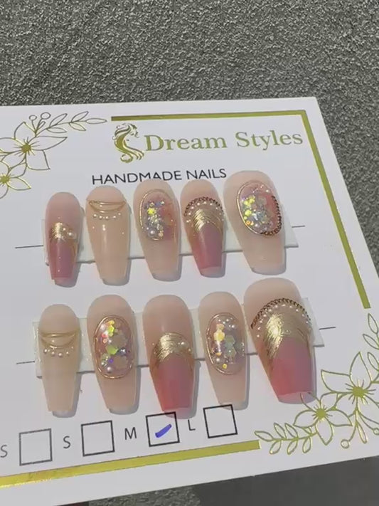 Hand Made Pink Gold Nails
